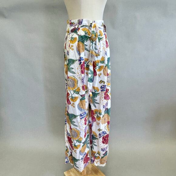 Roberta Roller Rabbit paperbag floral print ankle pants Size small  tie belt - Picture 15 of 15